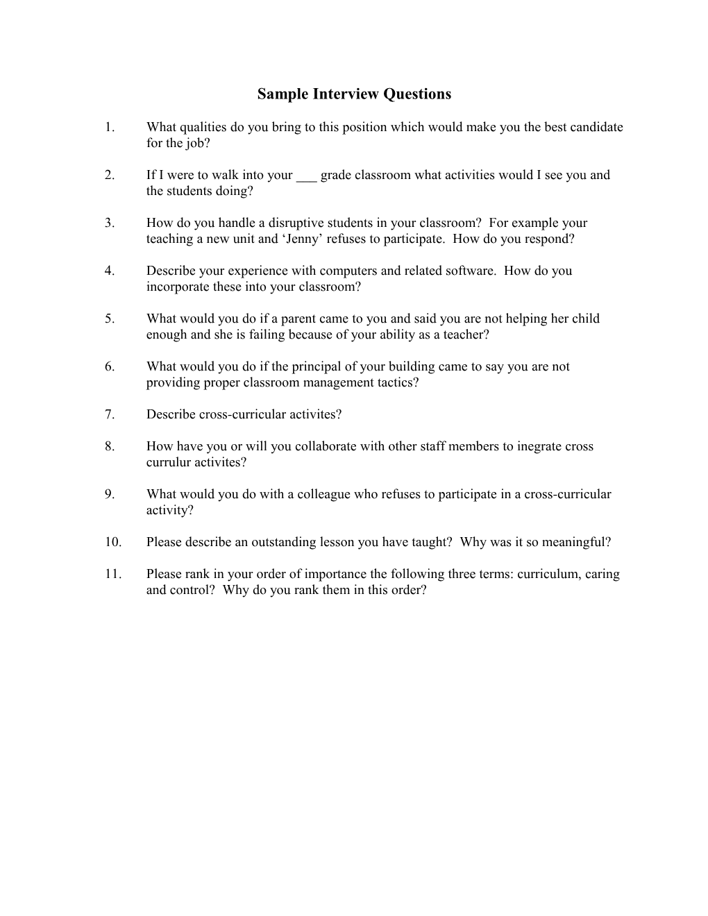Sample Interview Questions s5