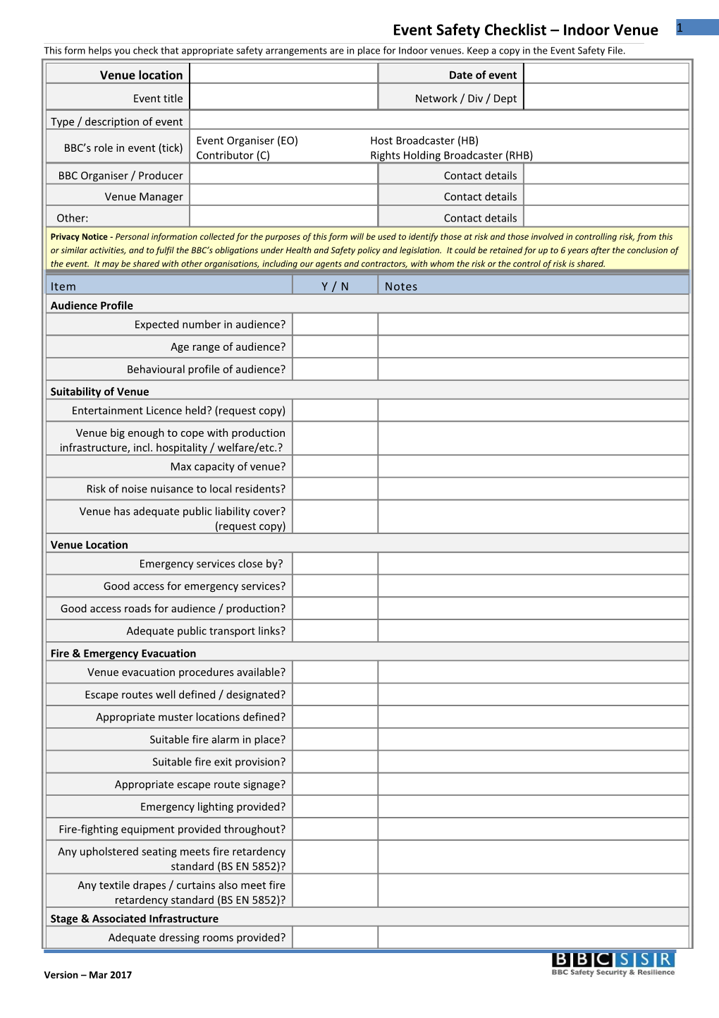 Safety - Event Responsibilities Checklist s1