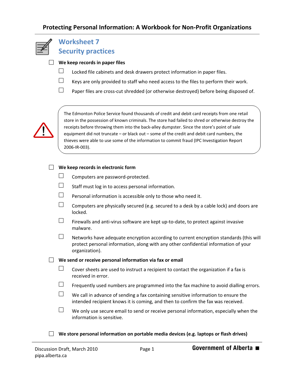 Worksheet 7: Security Practices