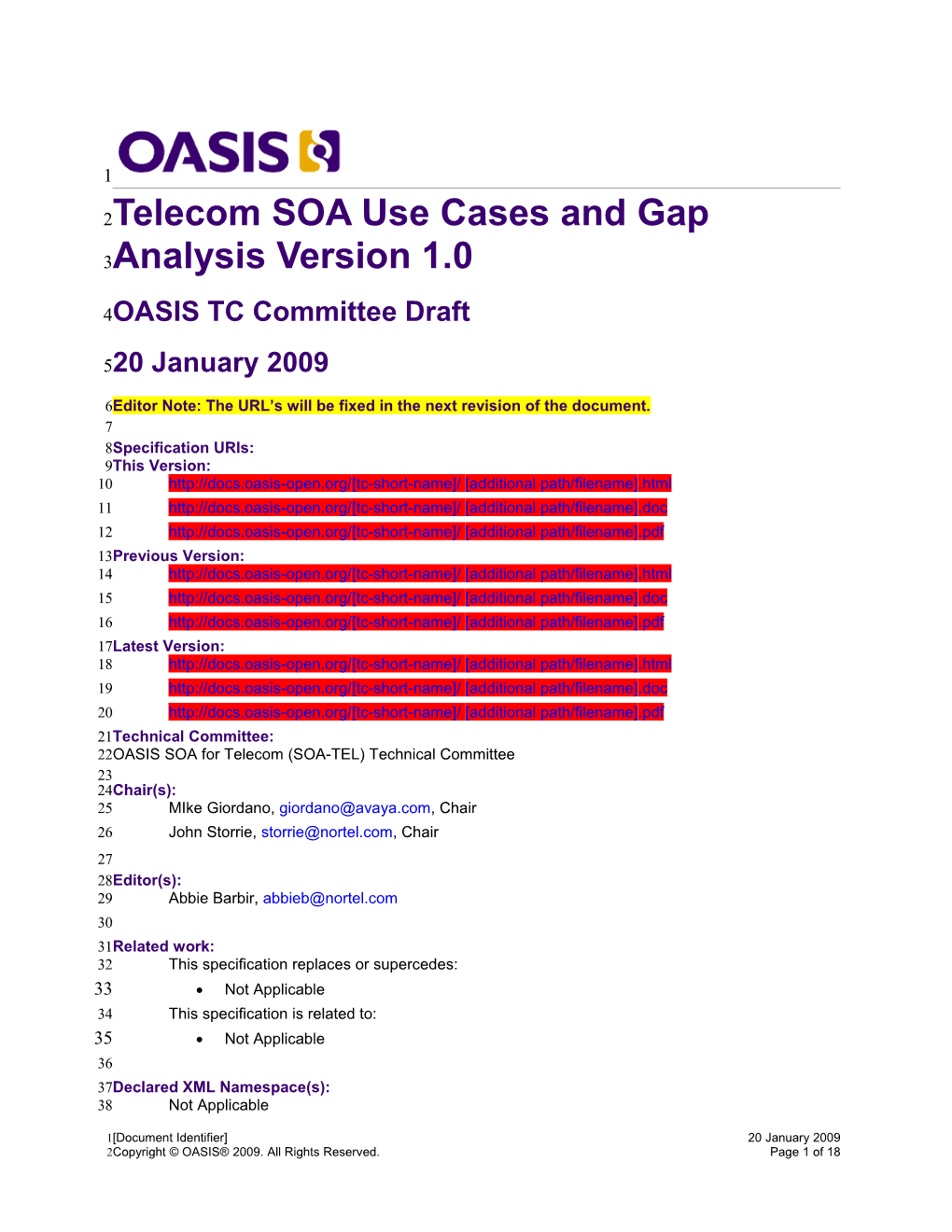 OASIS Specification Template s4