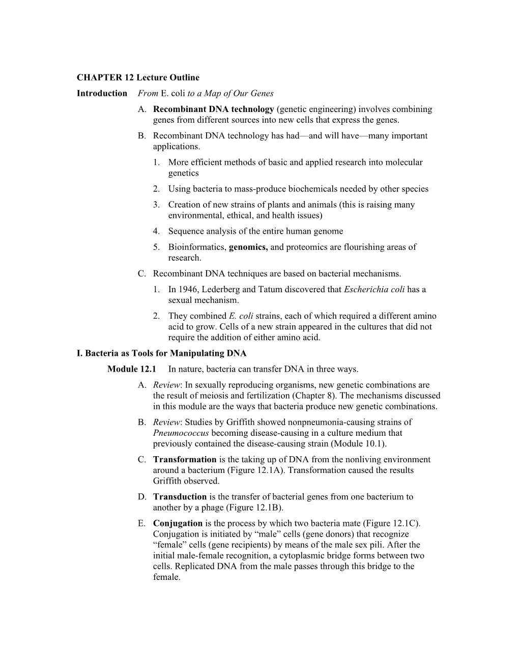 CHAPTER 12 Lecture Outline