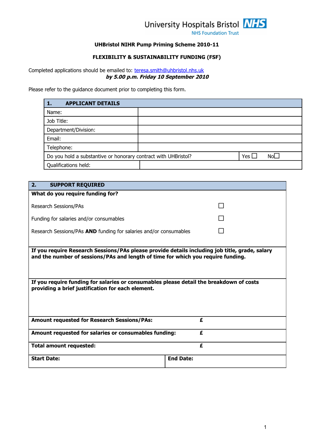 Flexibility & Sustainability Funding (Fsf)