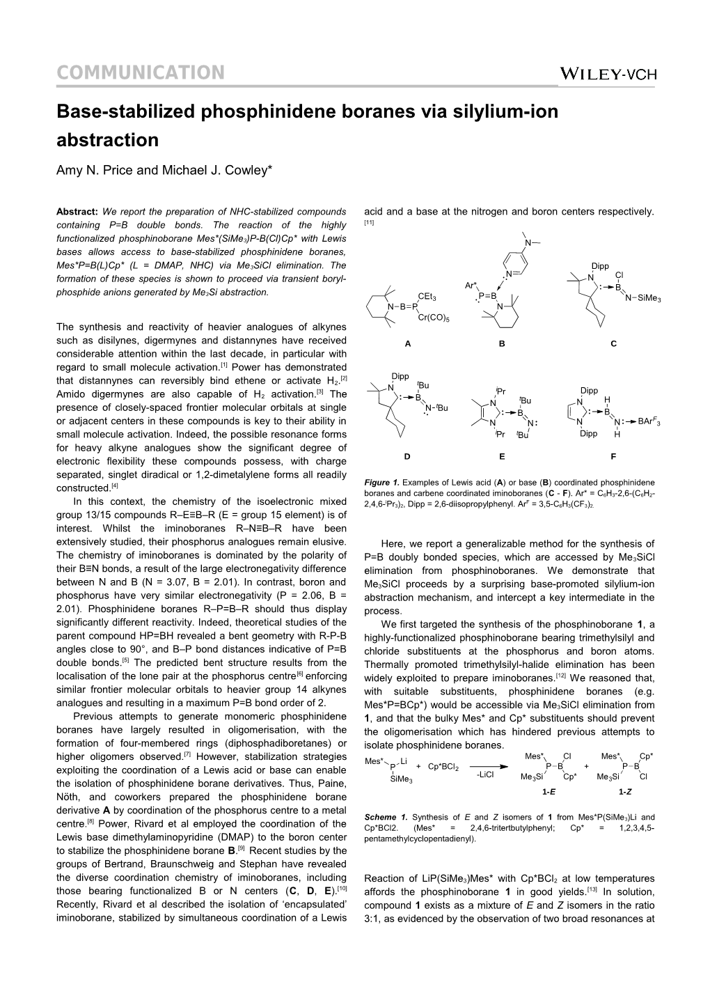 Base-Stabilized Phosphinidene Boranes Via Silylium-Ion Abstraction