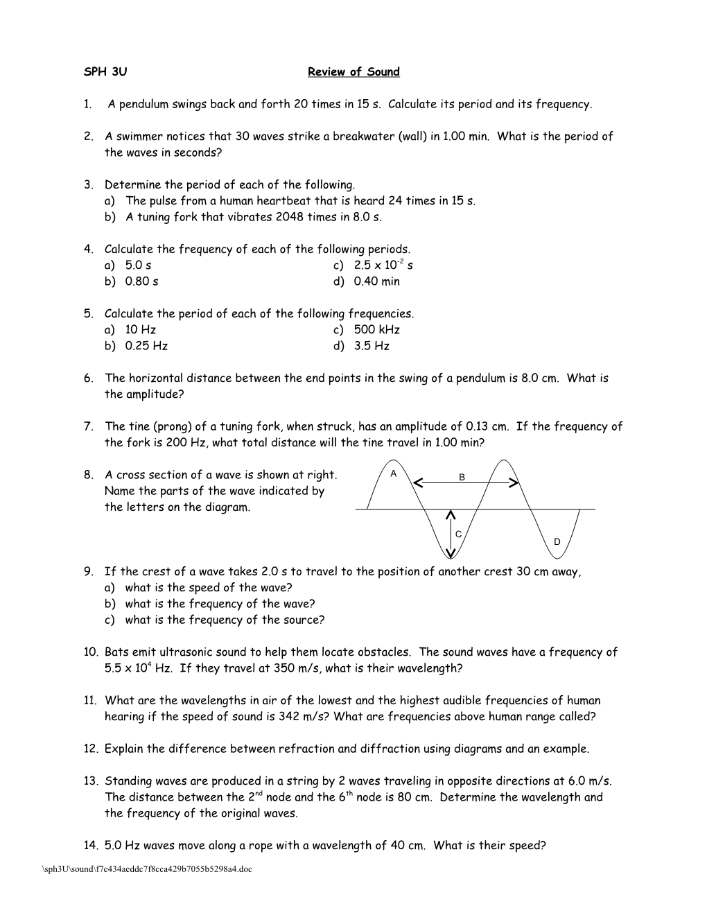 SPH 3U Review of Sound