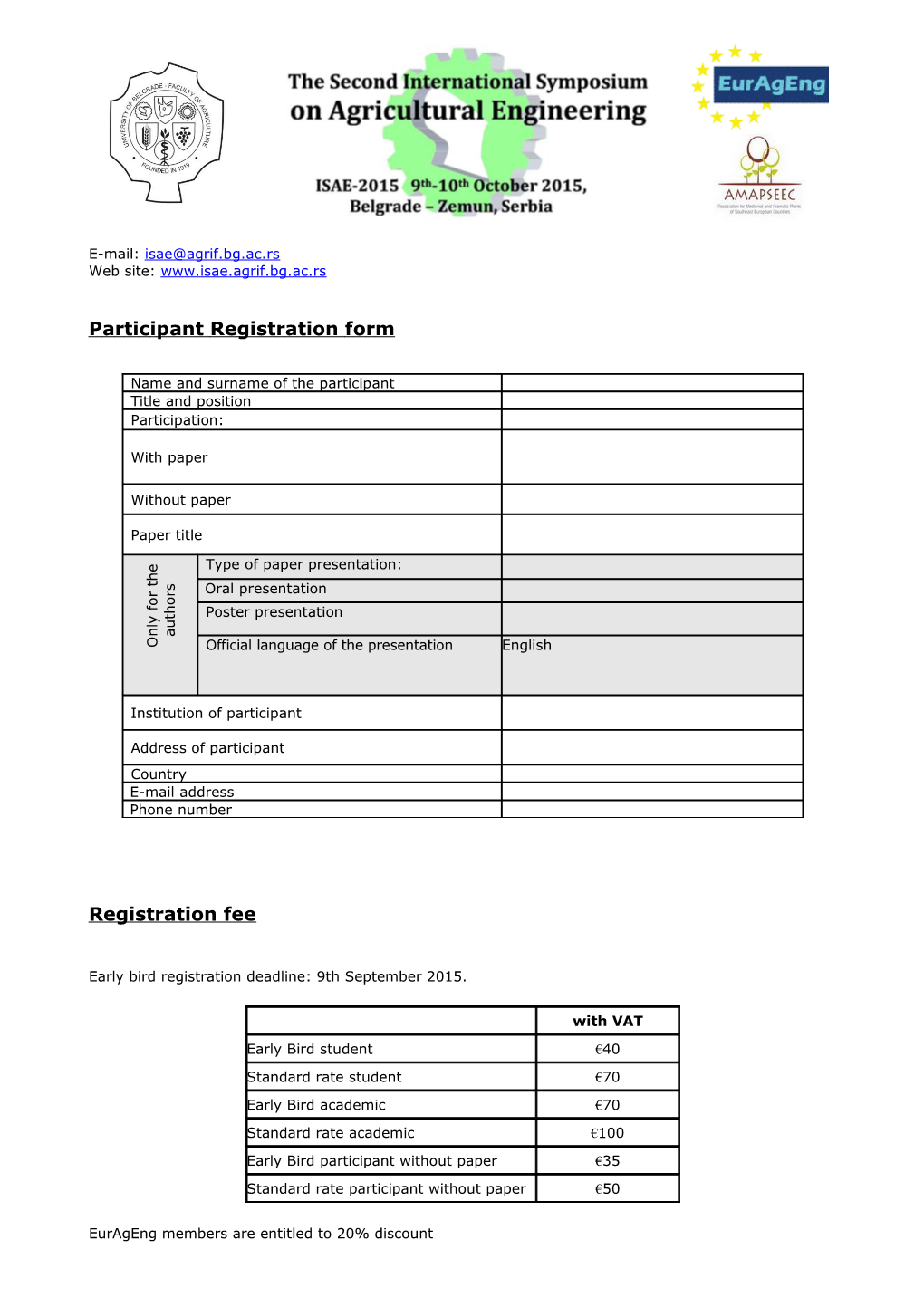 Participant Registration Form