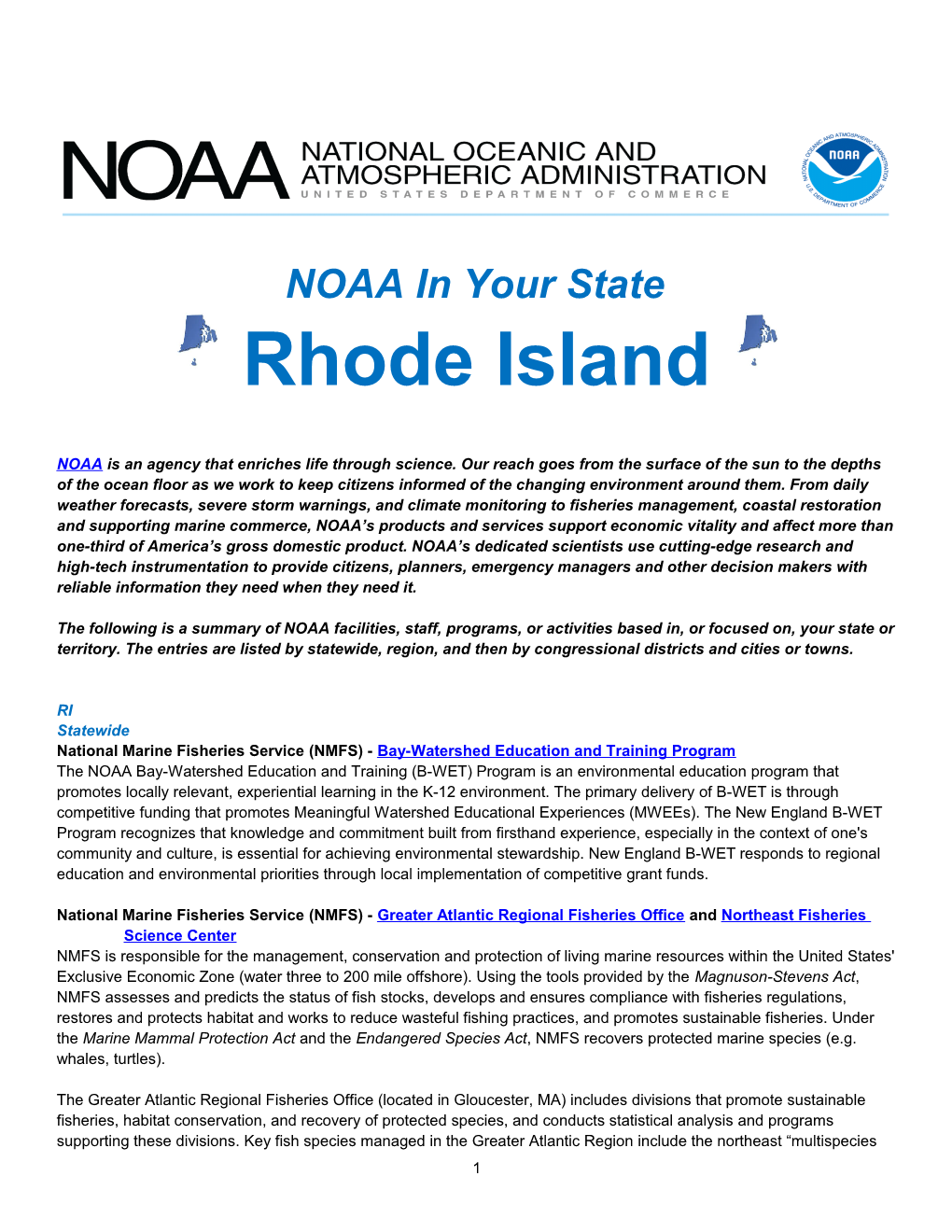 NOAA in Your State - Rhode Island