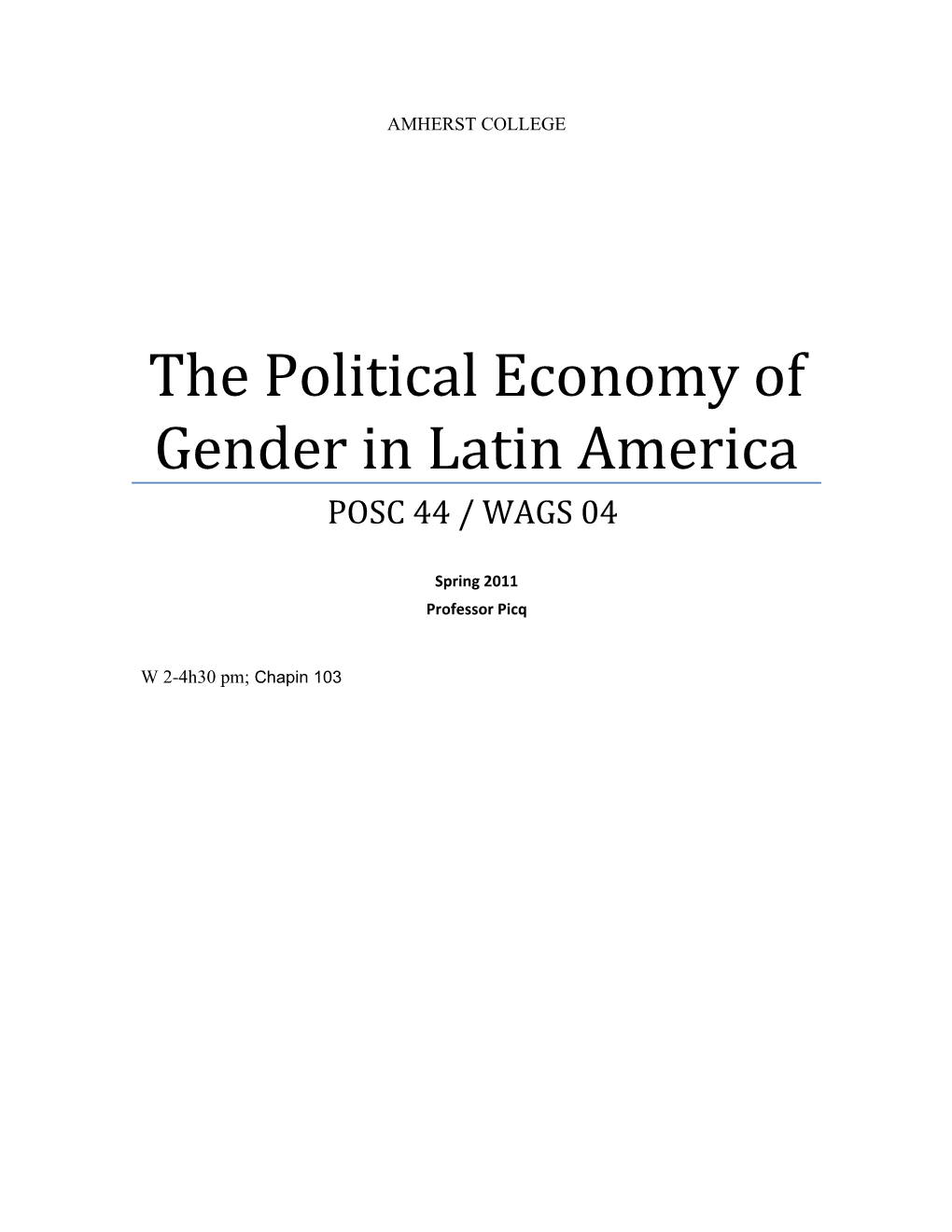 The Political Economy of Gender in Latin America