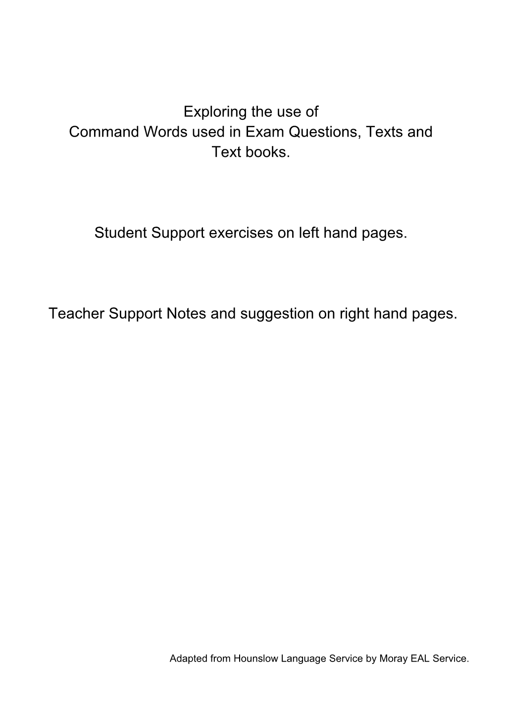Command Words Used in Exam Questions, Texts And