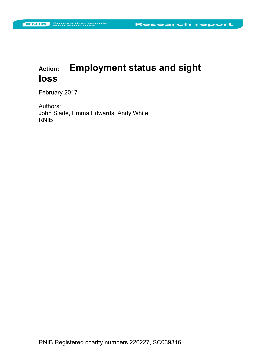 Employment Status and Sight Loss