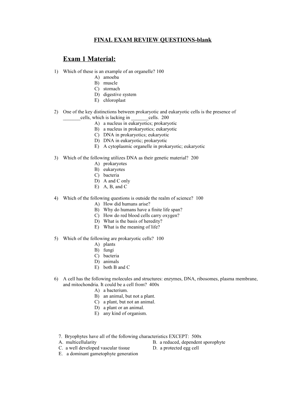 FINAL EXAM REVIEW QUESTIONS-Blank