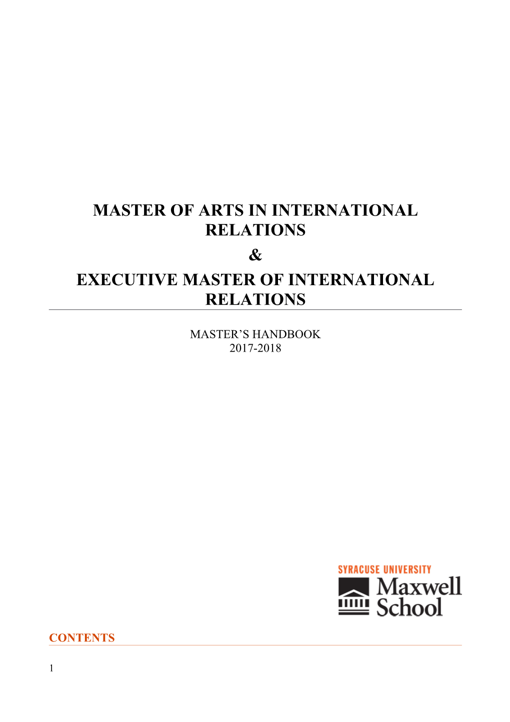Master of Arts in International Relations