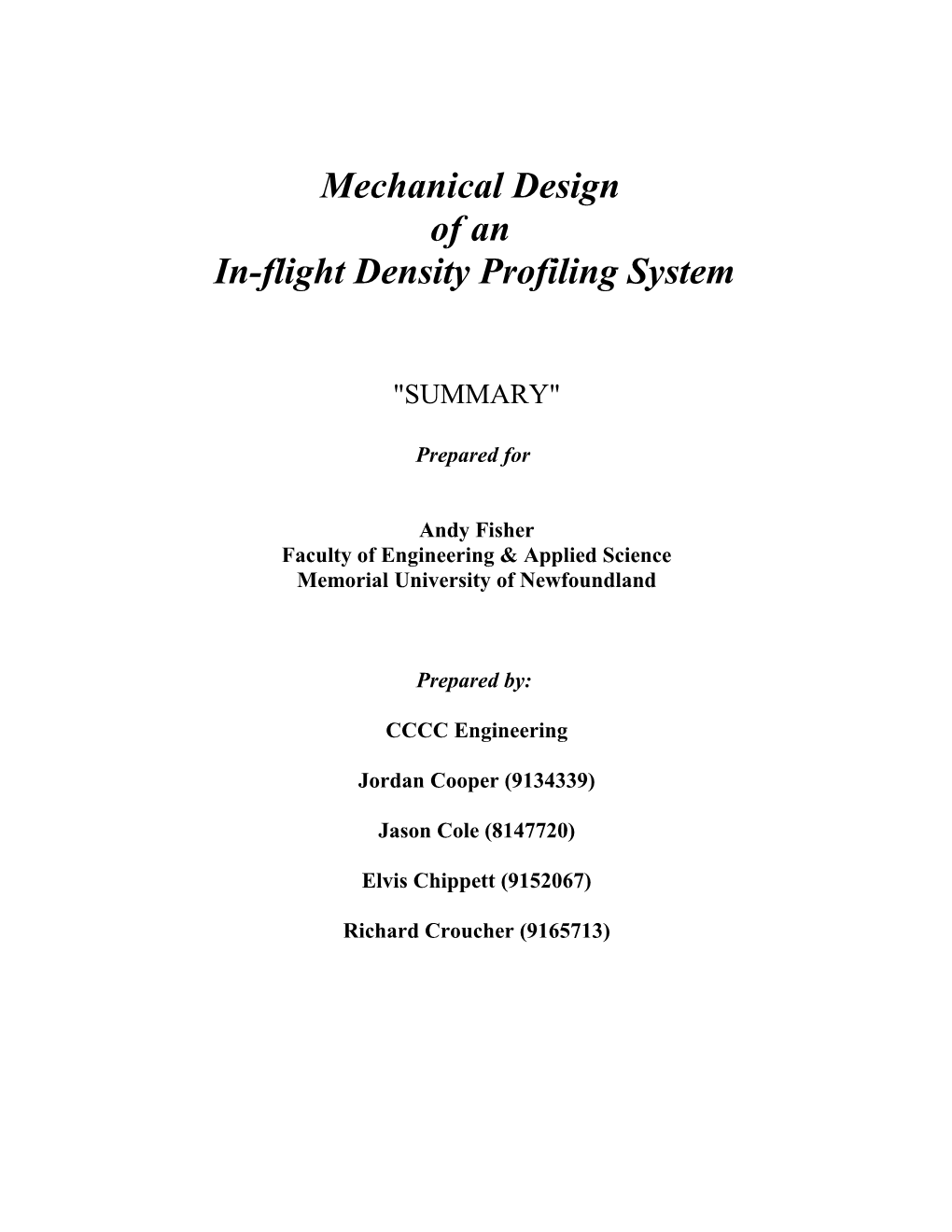 In-Flight Density Profiling System