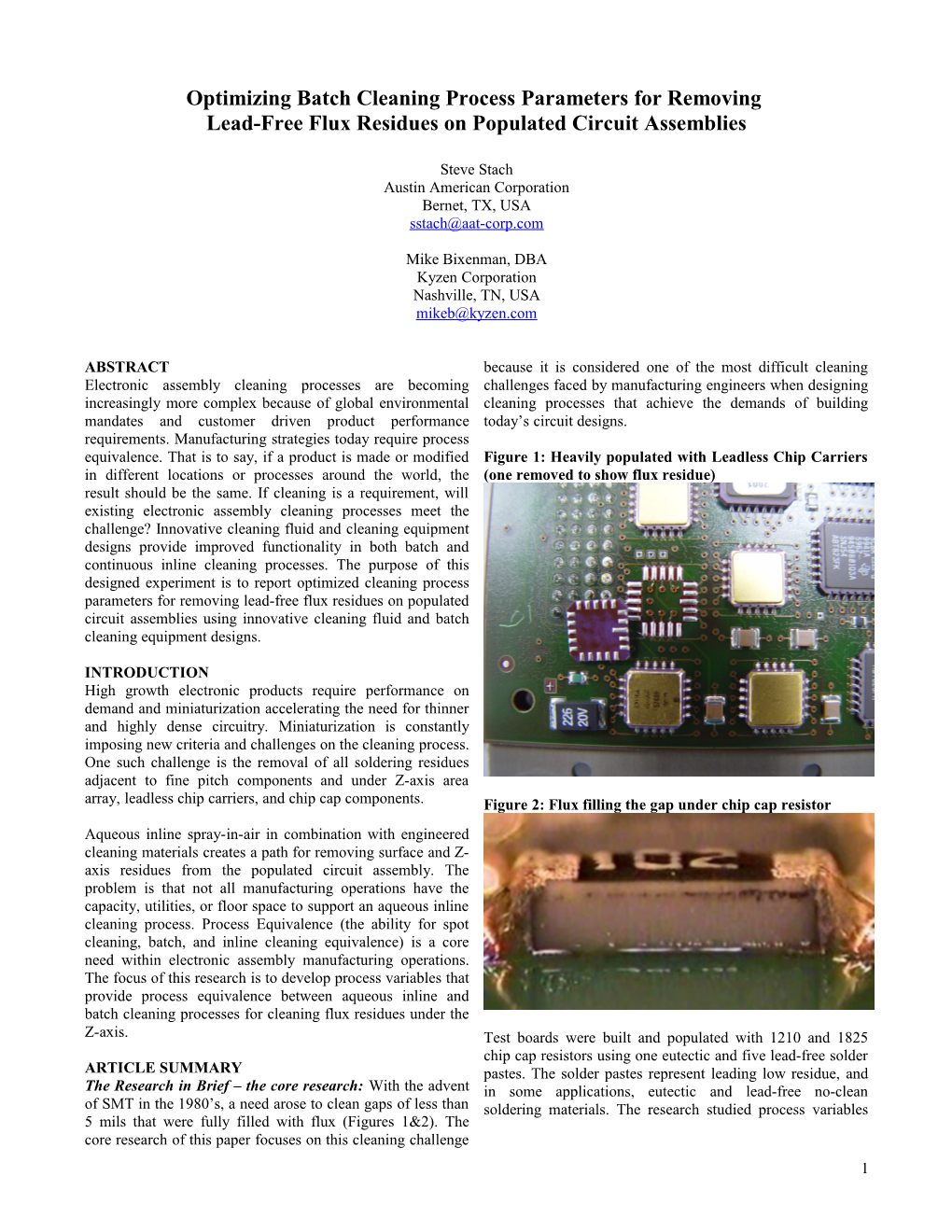 Quantifying Cleaning Relevance When Manufacturing Lead-Free Printed Circuit Board Assemblies