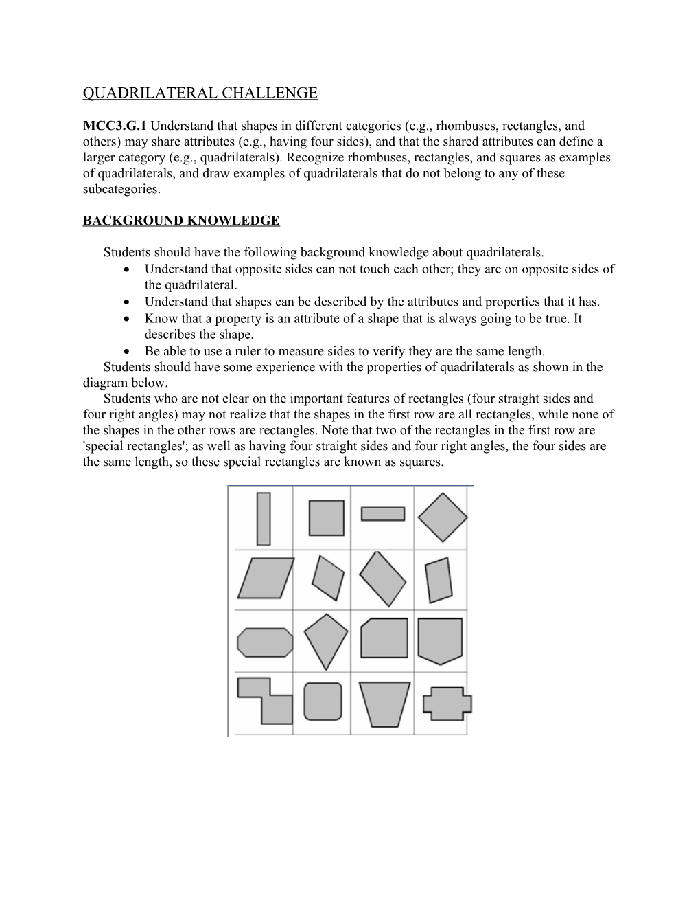 Quadrilateral Challenge