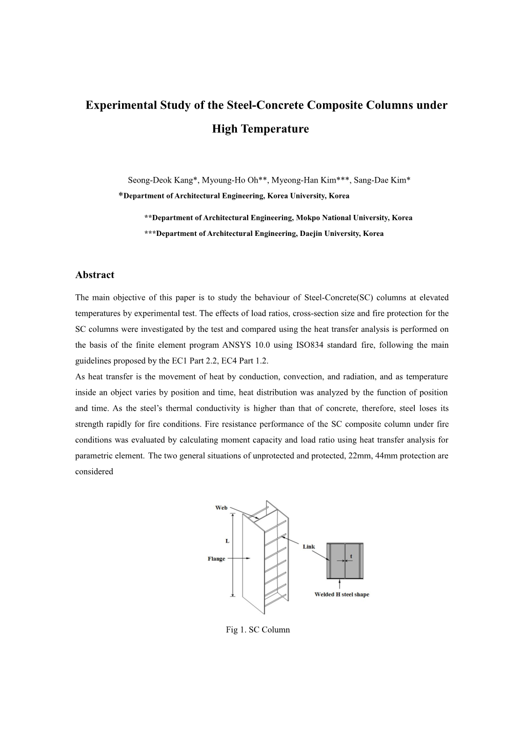 Experimental Study of the Steel-Concrete Composite Columns Under High Temperature