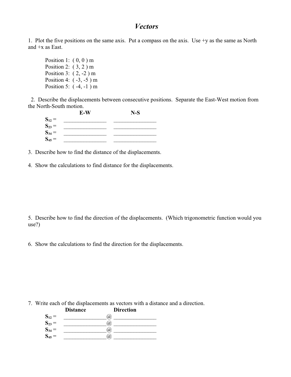 3. Describe How to Find the Distance of the Displacements