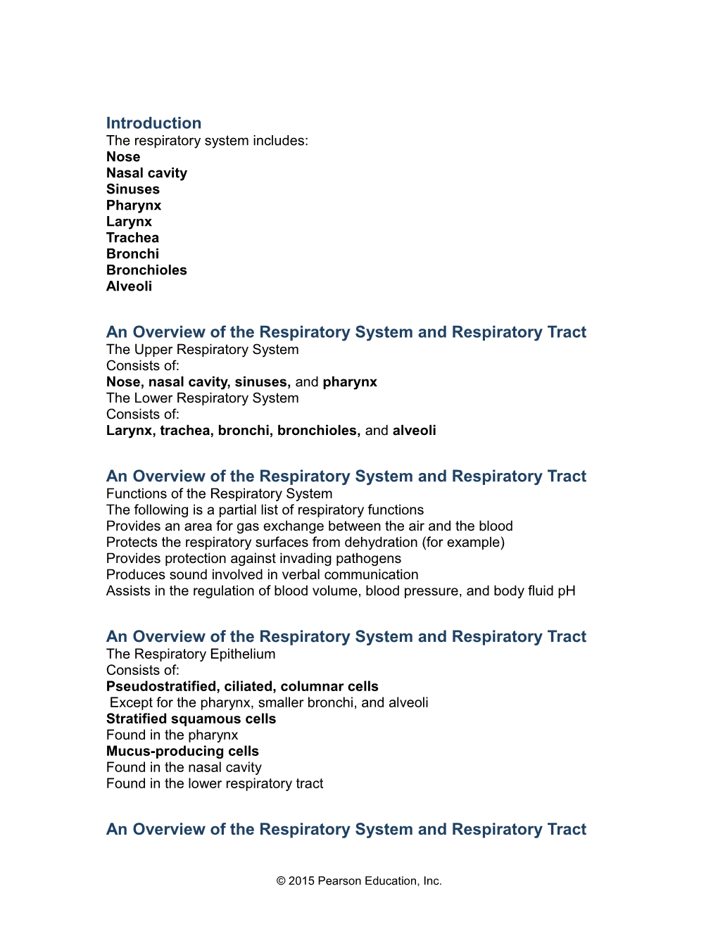 An Overview of the Respiratory System and Respiratory Tract