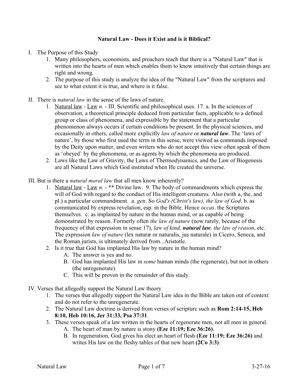 Natural Law - Does It Exist and Is It Biblical?