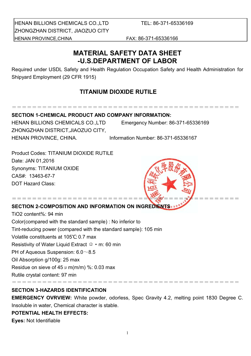 Material Safety Data Sheet s121