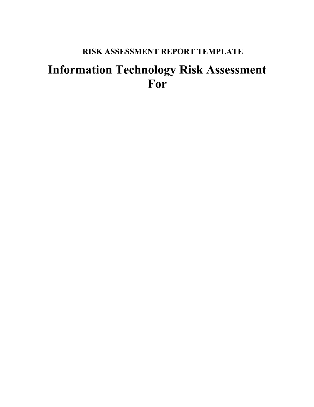 Risk Assessment Report Template