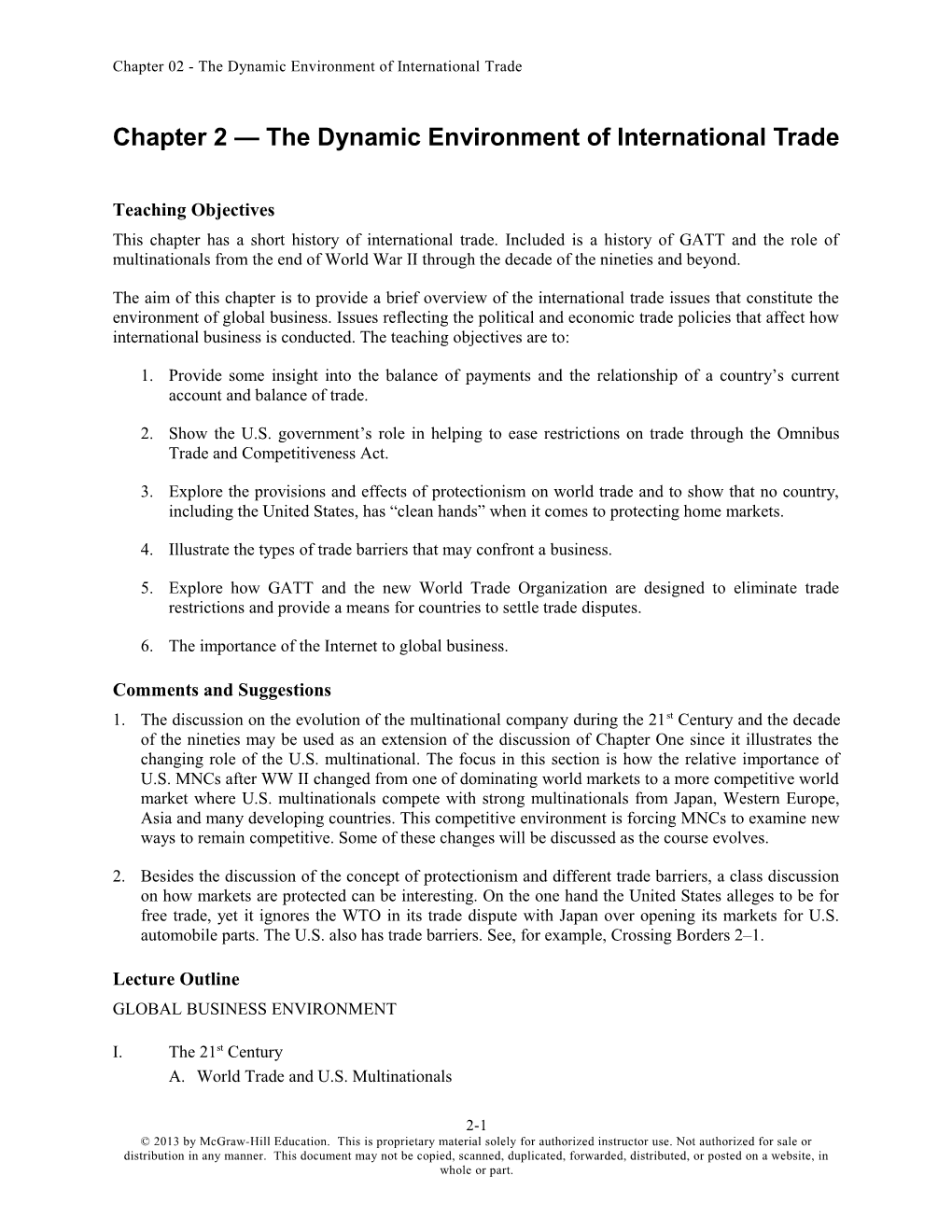 Chapter 2 Global Business Environment