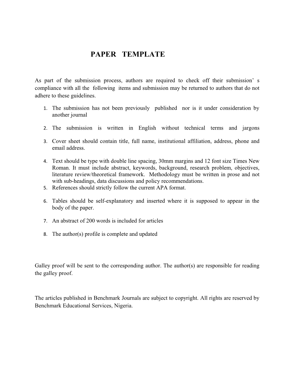 Guidelines for Perparation and Submission of Manuscripts To