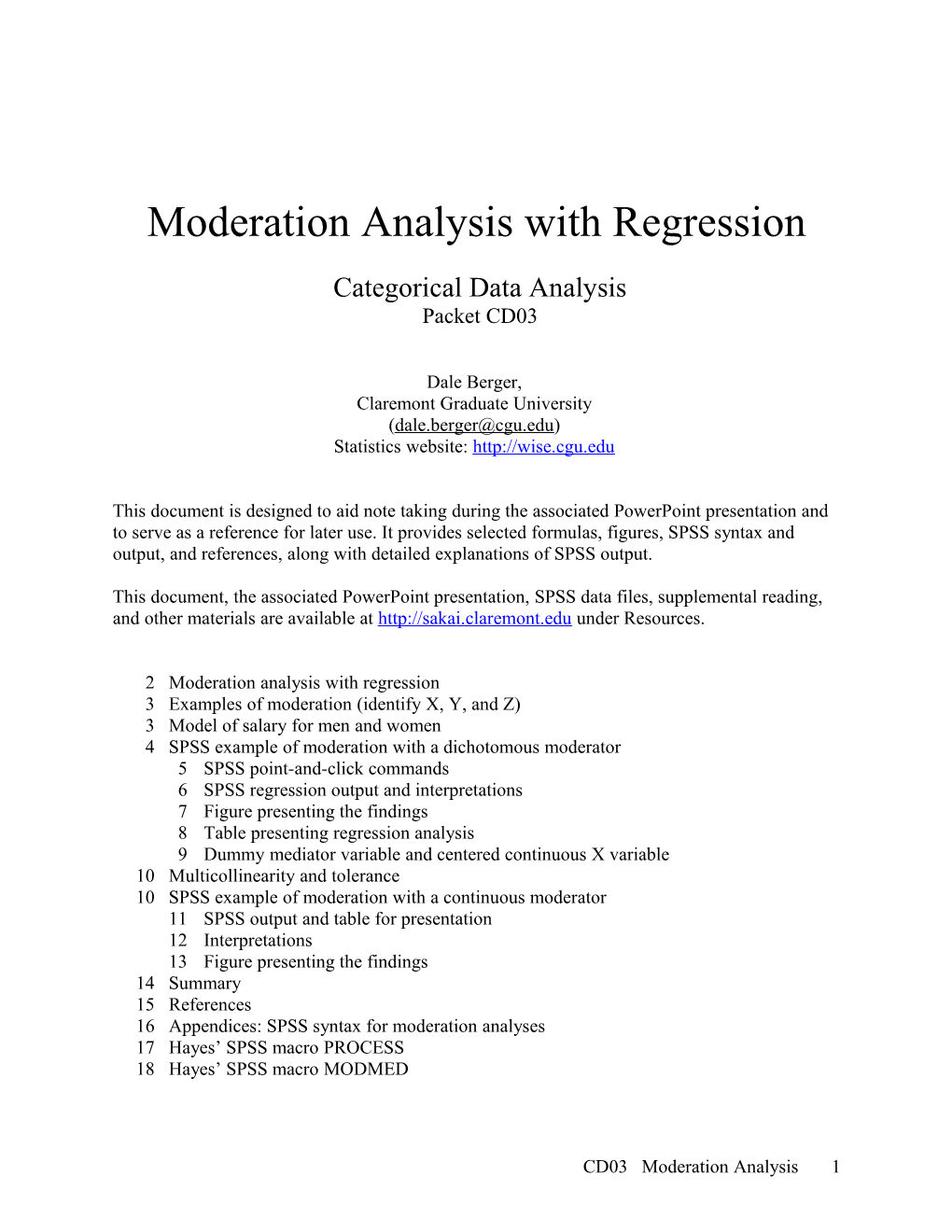 Moderation Analysis with Regression