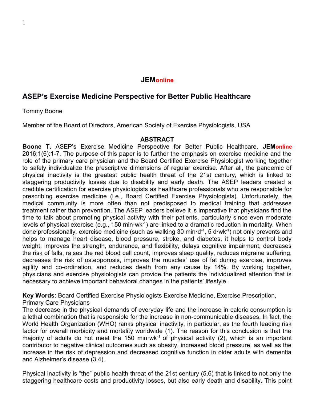 ASEP S Exercise Medicine Perspective for Better Public Healthcare