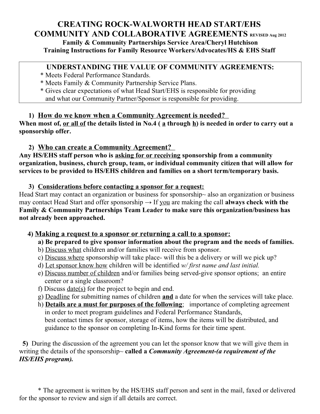 Family & Community Agreements