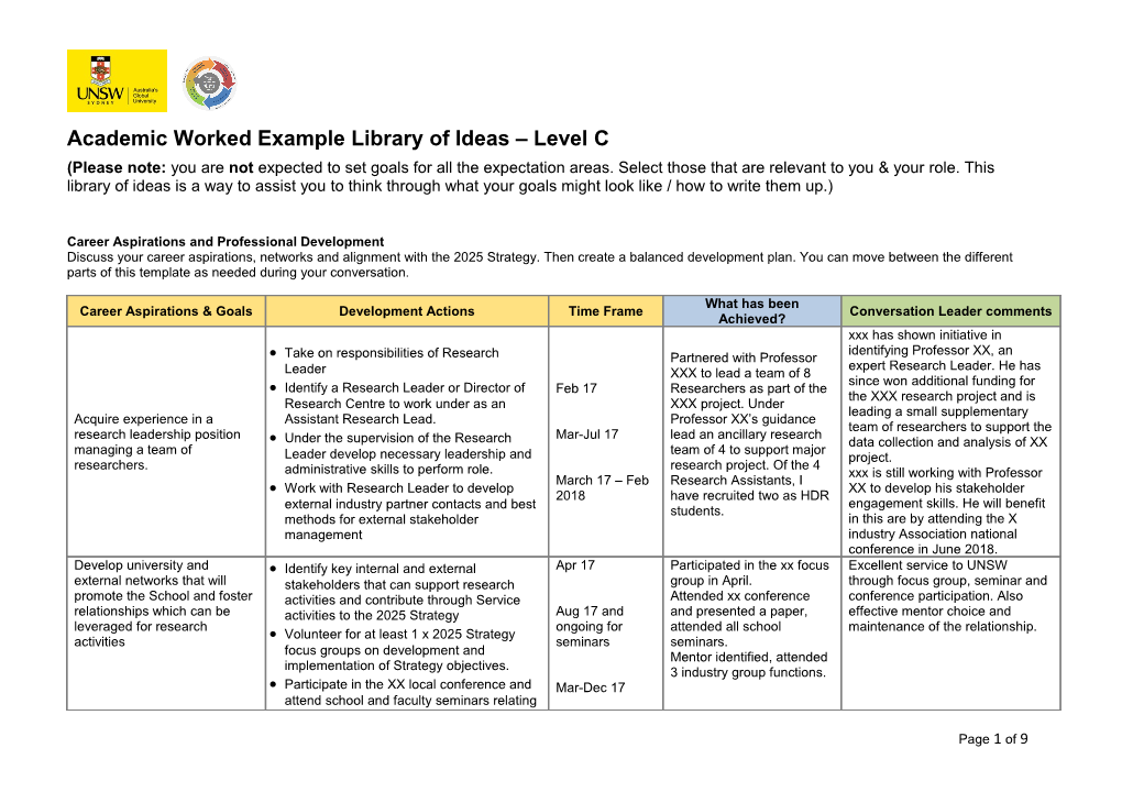 Teaching Specialised Self-Assessment Template
