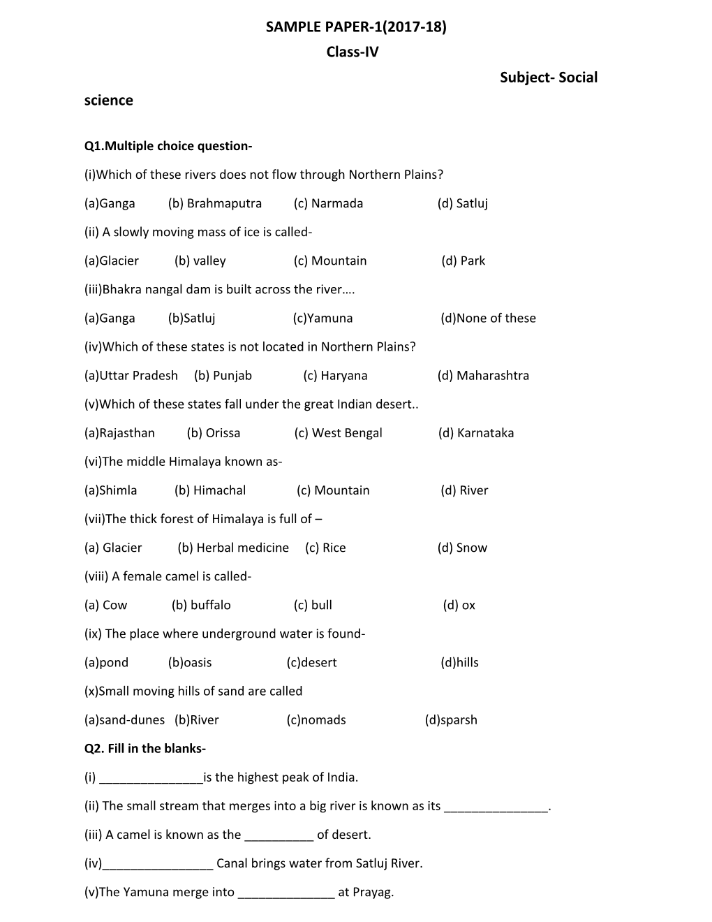 Q1.Multiple Choice Question