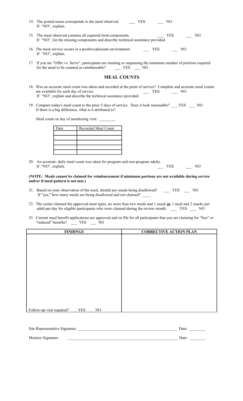 Center Review Form