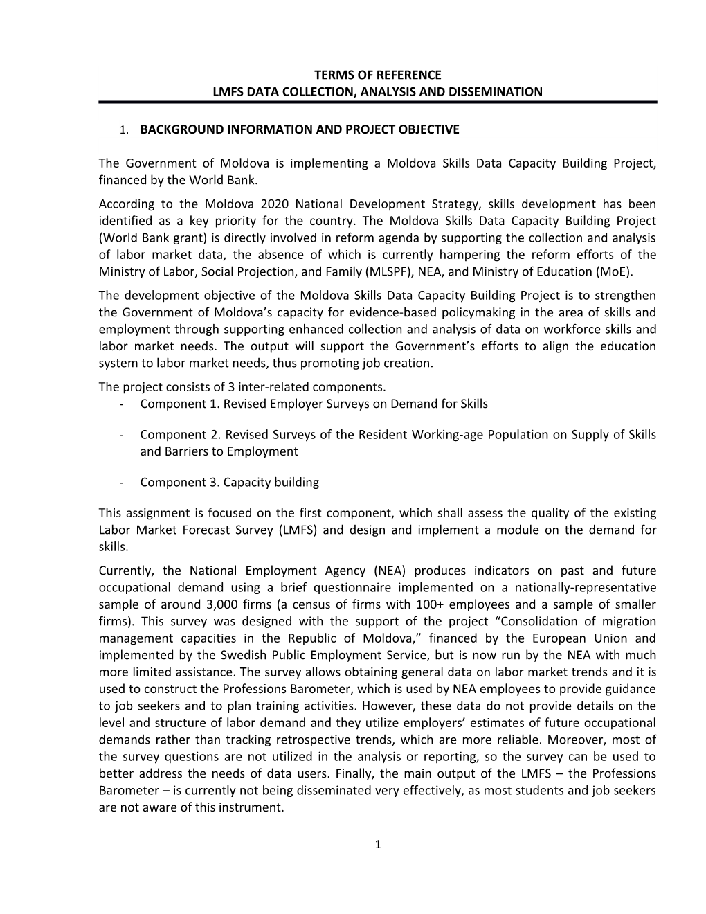 LMFS Data Collection, Analysis and Dissemination