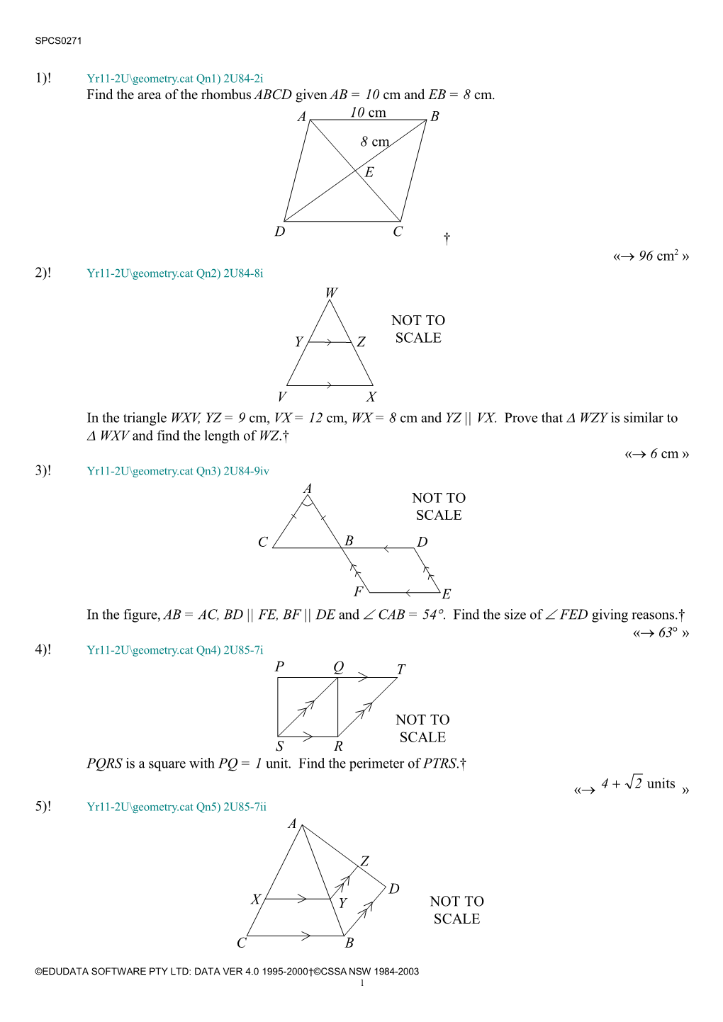 Find the Area of the Rhombus ABCD Given AB = 10 Cm and EB = 8 Cm