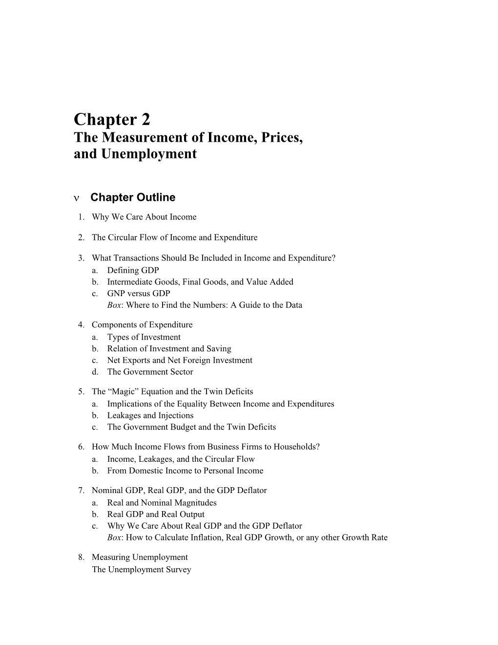 Chapter 2 the Measurement of Income, Prices, and Unemployment 15