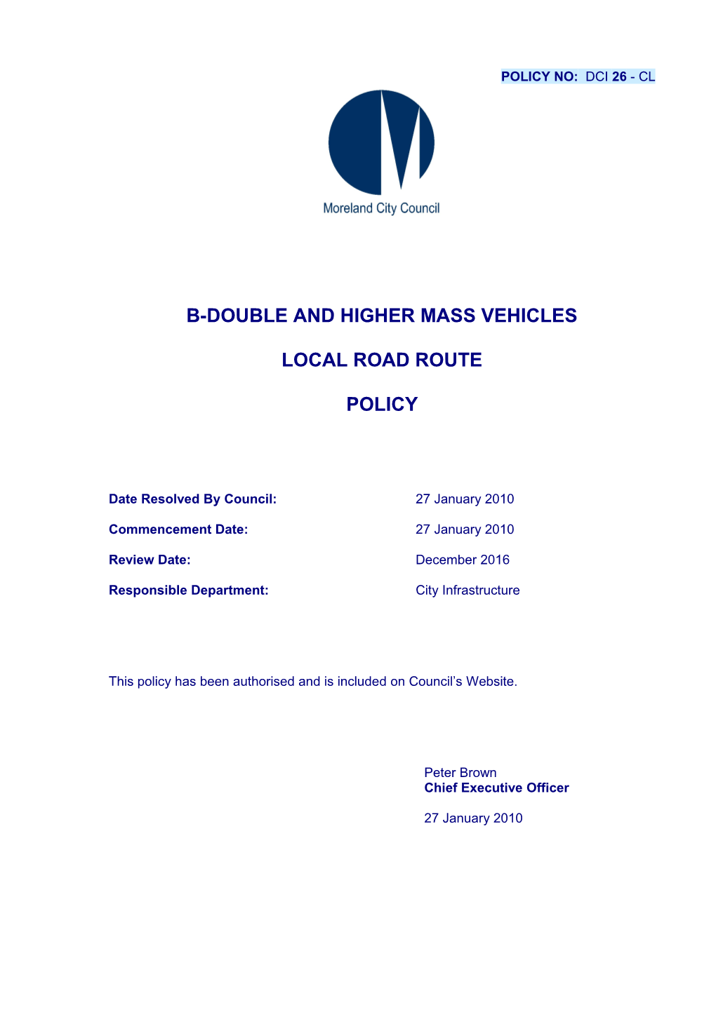 B-Double and Higher Mass Vehicles