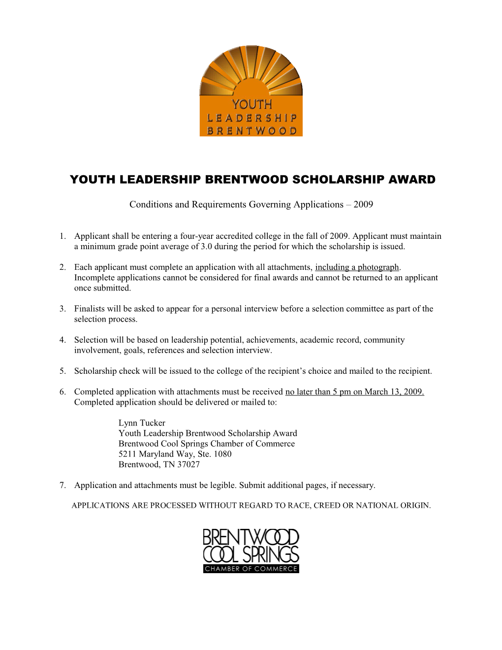Leadership Brentwood Scholarship Award