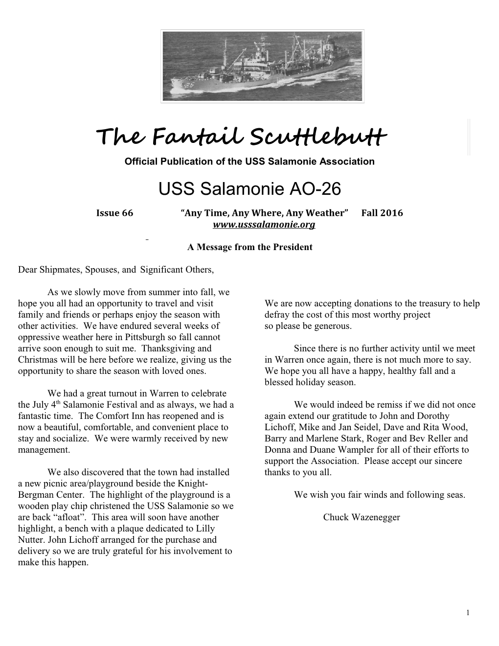 Official Publication of the USS Salamonie Association s1
