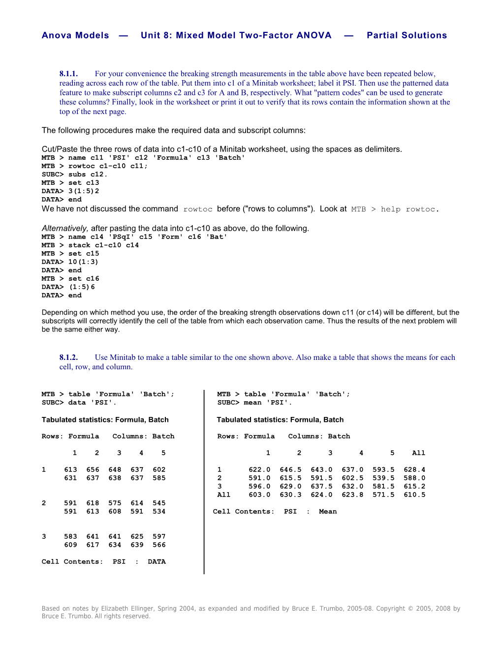 Anova Models Unit8:Partialsolutions 1 of 8