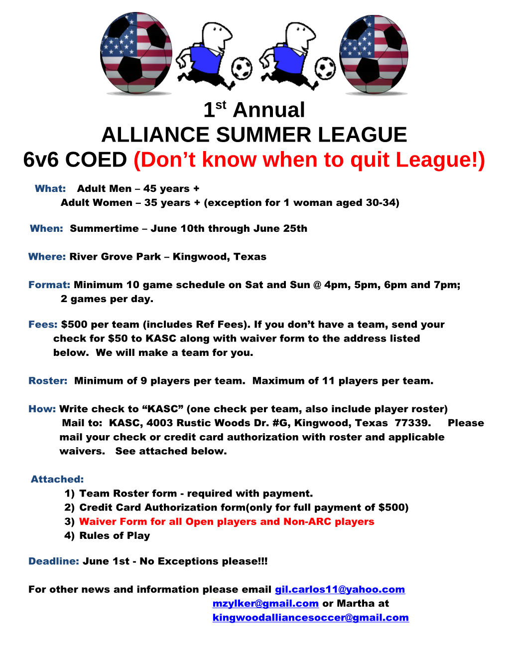 6V6 COED (Don T Know When to Quit League!)