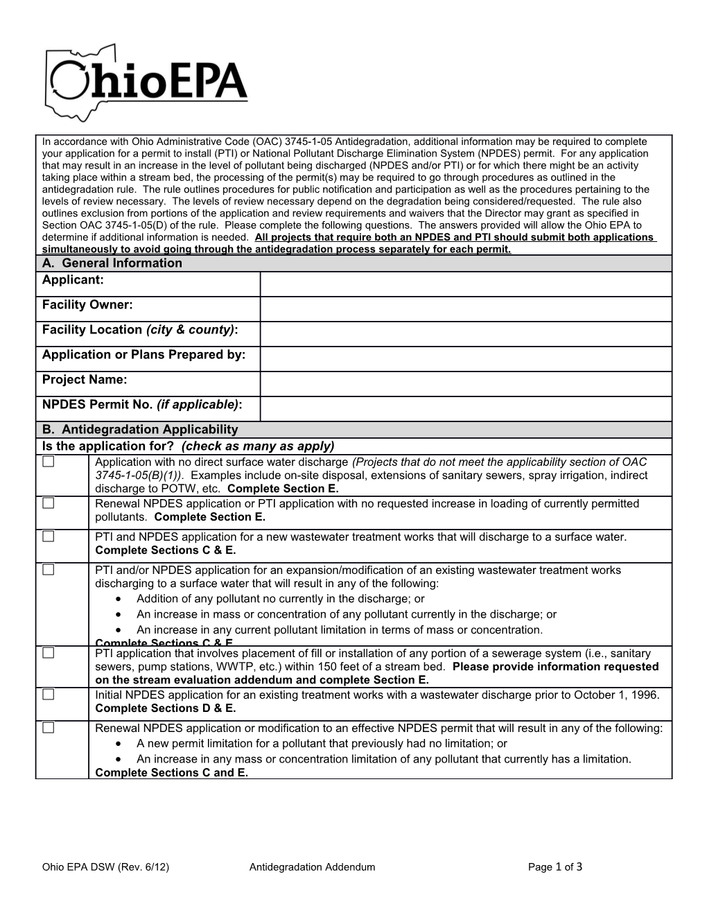 Ohio EPA DSW (Rev. 6/12)Antidegradation Addendumpage 3 of 3