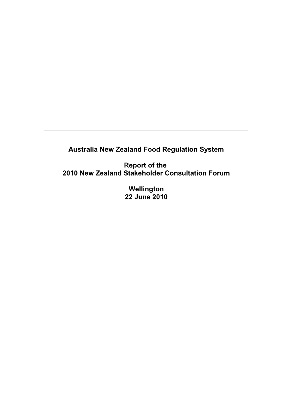 New Zealand Stakeholder Consultation Forum