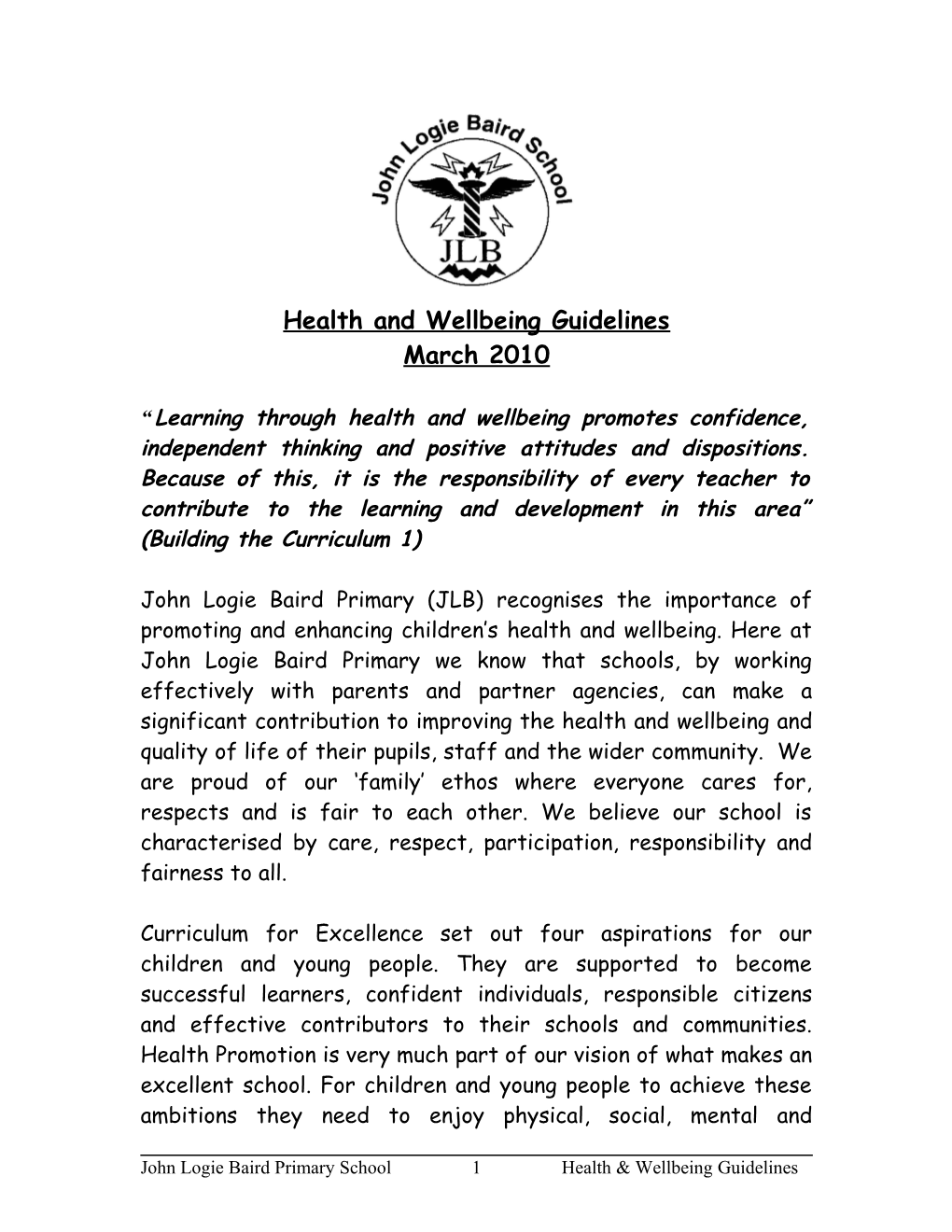 Health and Wellbeing Guidelines