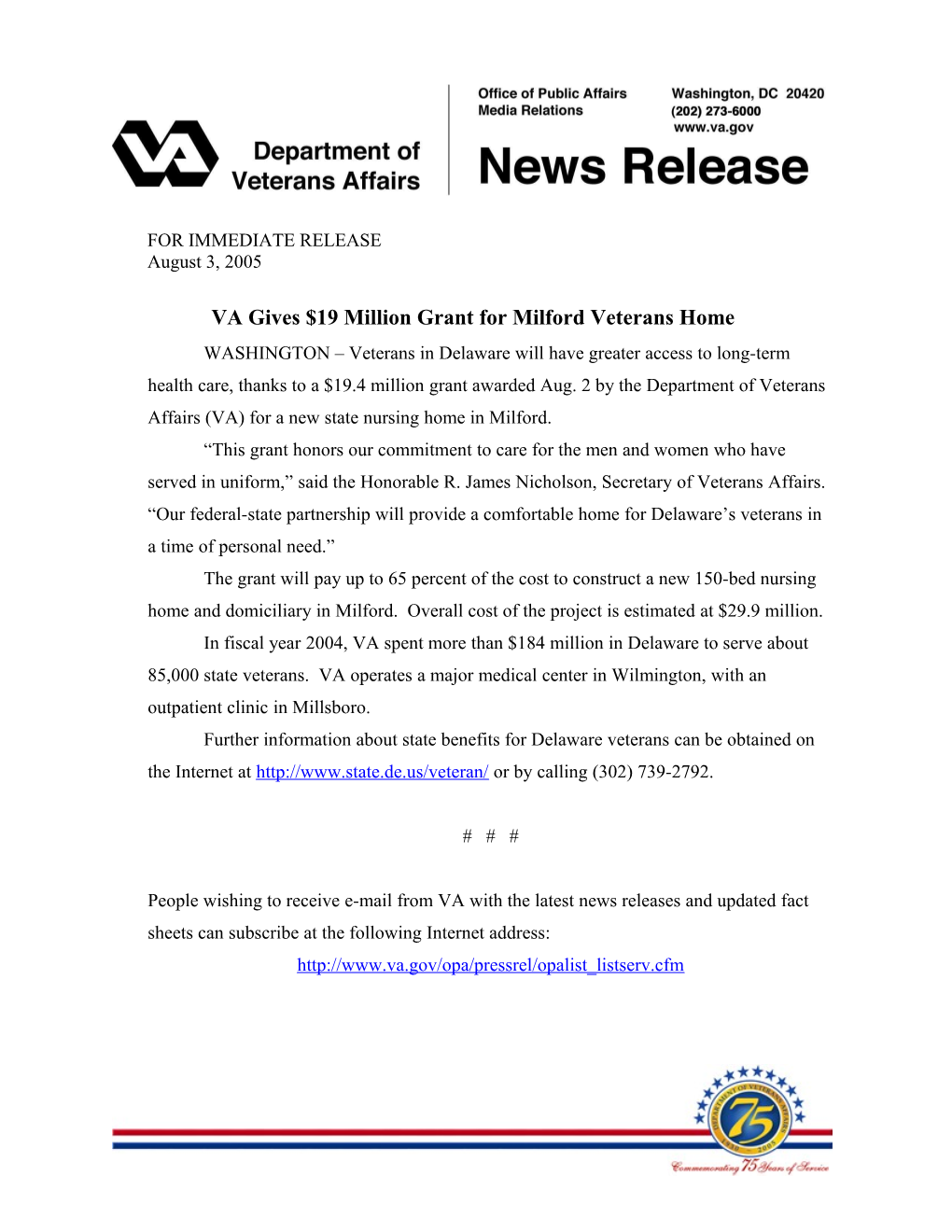 VA Gives $19 Million Grant for Milford Veterans Home