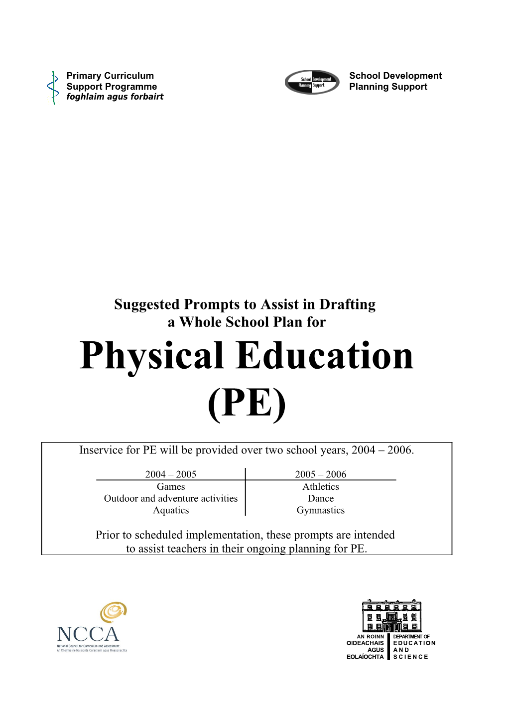 Curriculum Planning Prompts (PE)