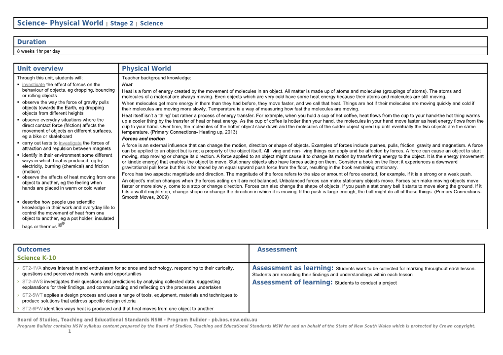 Science- Physical World | Stage 2 | Science