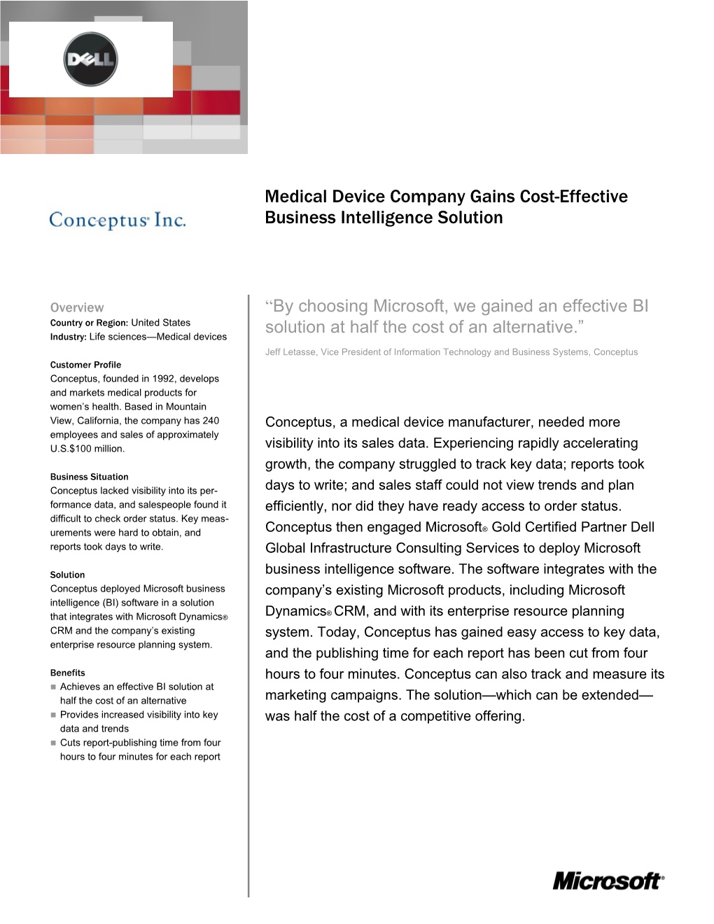 Medical Device Company Gains Cost-Effective Business Intelligence Solution