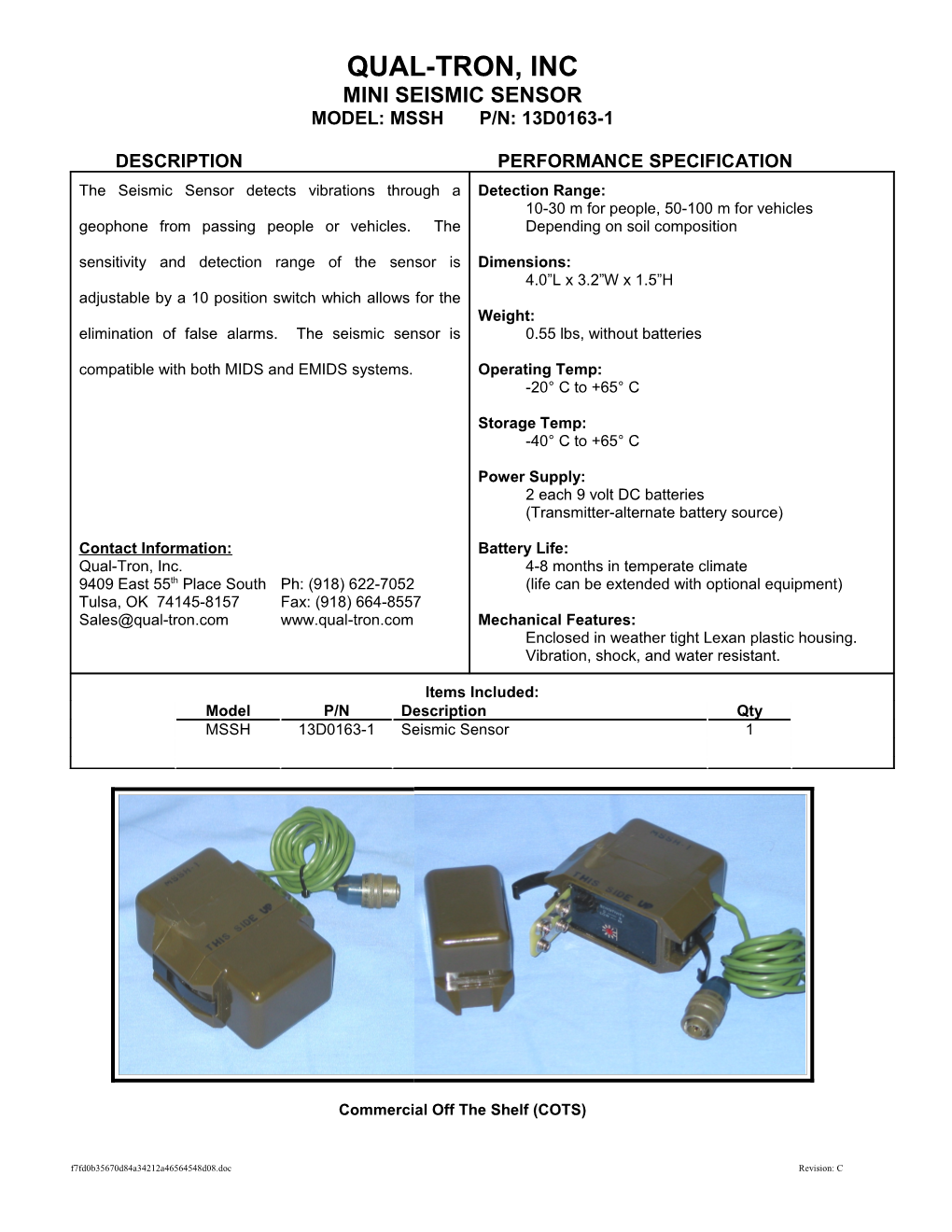 Mini Seismic Sensor