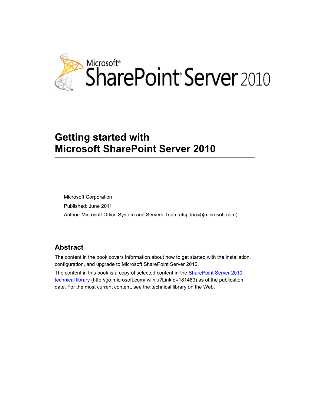 Getting Started with Microsoft Sharepoint Server 2010
