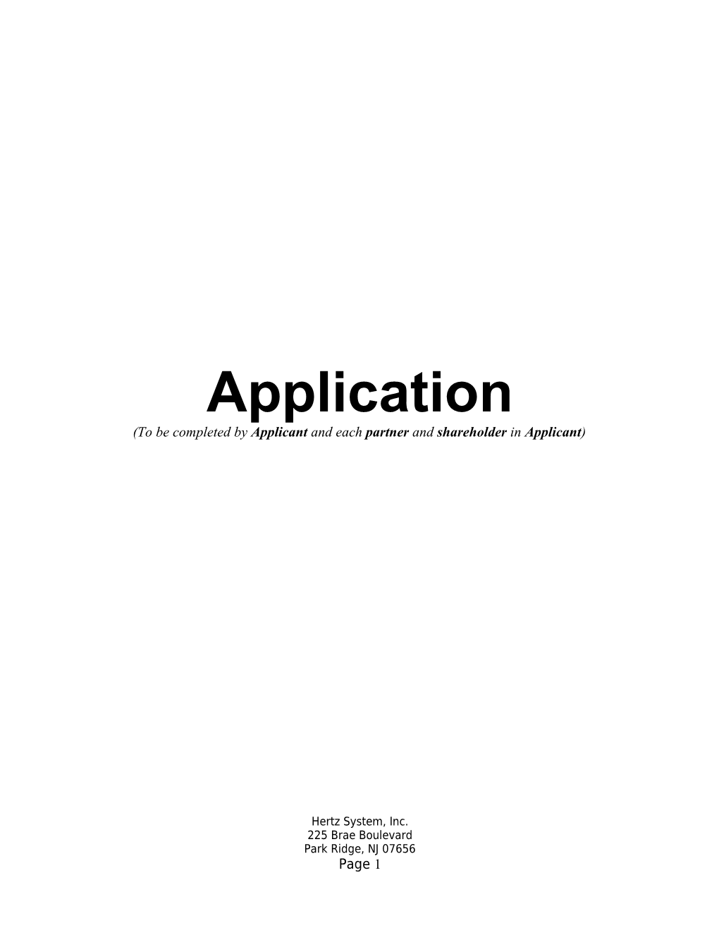 Sample Franchise Application Package